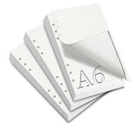 SWTYExt 3 Paquets A6 Classeur 6 Anneaux Pointillés Feuilles Mobiles Filofax Recharges pour Agendas et Planificateurs Carnet Cahier Voyage
