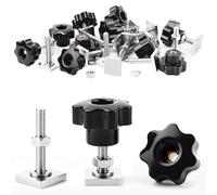SWTYExt 4 Ensembles Adaptateur T-Track avec T-Nut M6x35mm et Bouton de Serrage M6 et Écrous Ondelles Acier Inoxydable pour Barres Toit Porte-Vélos Supports Coffre Toit Fixation