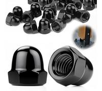 SWTYExt Lot de 20 écrous à chape M6 en acier inoxydable DIN 1587 - Forme haute qualité A2 V2A - Noir - Capuchons de vis hexagonaux - Écrous à chape pour vis, écrous, tige filetée