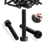 SWTYExt Lot de 50 vis cylindriques à six pans creux M6 x 35 mm DIN 912 à six pans creux en acier au carbone Filetage complet Noir