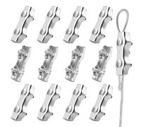 SWTYExt M4 Serre Cable Acier 12 Pièces Duplex Clips Serre Câbles en Acier Inoxydable 304 Pinces Duplex pour Fixation Corde a Linge Filin Acier Serre Cable Tondeuse Serre Cable Inox 4mm