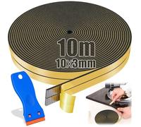 SWTYExt Ruban d'étanchéité pour évier 10m - 10 mm x 3 mm - Ruban d'étanchéité pour plaque vitrocéramique avec petit grattoir - Ruban d'étanchéité autocollant pour plaque de cuisson - Caoutchouc mousse