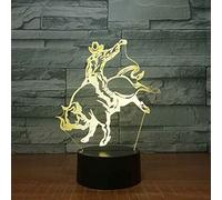 SWTZEQ 3D Lampe Illusion Optique LED Veilleuse Optiques Illusions Cow-boy Lampe de Nuit 16 Couleurs Tactile Interrupteur Lampe de Chevet Chambre Table Déco Jouet Cadeaux de Noël d'anniversaire