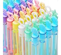 SWUNXION Bulles de Savon pour Enfant 30Pcs Mini Tubes Bouteilles Machine à Bulle Jouet Jeux Exterieur pour Anniversaire Mariage Pinata Pochette Surprise Cadeaux Invités (10.2cm/ 6 Style, 6 Couleurs)