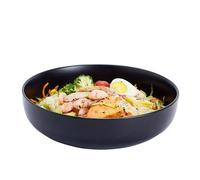 Swuut Grand bol de service, grand bol à salade, pâtes, fruits, 25,4 cm, bol à soupe large pour la famille, passe au micro-ondes et au lave-vaisselle (noir)