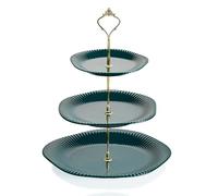 Swuut Présentoir à cupcakes en céramique à 3 niveaux pour dessert, gâteau, thé, mariage (vert)