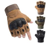 Swygoo Gants Tactiques Demi-Doigts, Gants sans Doigts Paintball Airsoft, Gants Militaires pour Moto Chasse Cyclisme Tir Randonnée Camping Armée Gants D'entraînement Boxe VTT Scooter (L, Brun)
