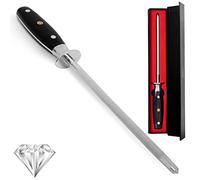 SWYSH Aiguiseur de couteaux en acier professionnel 20,3 cm - Tige d'affûtage de couteaux pour aiguiser les couteaux de cuisine - L'acier d'affûtage en céramique aide à restaurer la lame tranchante