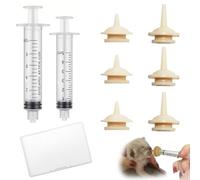 SWYZOR 8 Pièces Silicone Tétines d'alimentation pour Chatons et Chiots, Réutilisables Mini Tétines, Avec 2 Seringues D'alimentation pour Chiots, Chatons, écureuils et Autres Animaux de Compagnie