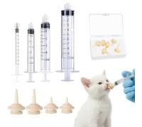 SWYZOR Kit de 10 Pièces pour Chatons, 4 Seringues d'alimentation et 4 Tétons en Silicone, Mini Seringues à Tétons, Poupées, Lapins et Accessoires Réutilisables