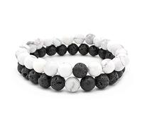 SWZEC Les Pierres Du Bien Etre Bracelet Duo Amour & Distance En Howlite & Pierre De Lave