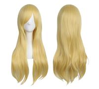 SWZY Perruque blonde ondulée longue bouclée, perruque de princesse pour femme, cheveux synthétiques, perruques ondulées naturelles avec frange pour un usage quotidien, cosplay, bal masqué