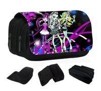 SWZY Trousse à crayons avec rabat créatif, trousse de papeterie multifonction, grande capacité avec compartiment, trousse de papeterie pour étudiant, trousse de maquillage, Noir , Mode