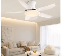 SX013-120 Blanc Ventilateur de plafond avec éclairage LED avec télécommande Couleur/luminosité réglables 6 vitesses, minuterie 2 heures Mode été et hiver 54 W