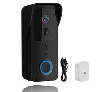 SXA Sonnette Vidéo sans Fil, Sonnette Vidéo sans Fil Tuya Interphone Visuel Numérique WiFi 2.4G 5GHZ Garde Électronique Étanche 1080P Caméra De Sécurité À Domicile,Noir