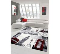 Sxakswol Tapis de Salon Londres Tapis 80x150 cm Tapis Poil Court Moderne Tapis Chambre Royaume-Uni. 3D Doux Lavable Antidérapant pour Entrée, Cuisine, Couloir a1808