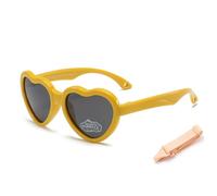 SXBCyan 0-36 Mois Bébé Lunettes De Soleil Cœur Polarisées Nuances en Caoutchouc Flexibles avec Sangle for Tout-Petit Nouveau-(Yellow)