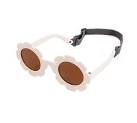 SXBCyan 0-36 Mois Bébé Polarizrd Lunettes De Soleil Fleur Ronde avec Ceinture Flexible Durable TPEE Cadre Miroir UV400 TAC Lentille Infantile Lunettes (Color : Beige Brown, Size : 0-36 Month)