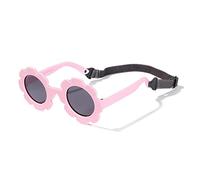 SXBCyan 0-36 Mois Bébé Polarizrd Lunettes De Soleil Fleur Ronde avec Ceinture Flexible Durable TPEE Cadre Miroir UV400 TAC Lentille Infantile Lunettes (Color : Pink Grey, Size : 0-36 Month)