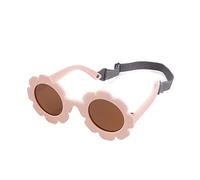SXBCyan 0-36 Mois Bébé Polarizrd Lunettes De Soleil Fleur Ronde avec Ceinture Flexible Durable TPEE Cadre Miroir UV400 TAC Lentille Infantile Lunettes (Color : Pink Brown, Size : 0-36 Month)
