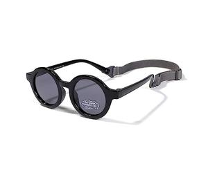 SXBCyan 6-30 Mois Bébé Lunettes De Soleil Rondes Polarisées Nuances En Caoutchouc Flexibles Avec Sangle For Tout-petit Nouveau-né Âges Du Nourrisson (Color : Glossy Black)