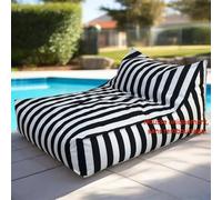 SXBCyan Housse Pouf d'extérieur Imperméable(sans Rembourrage) Outdoor Housse de Pouf Oxford à Rayures, Fauteuils Poire Pouf Chaise pour Enfants Adultes pour Jardin, Plage, Piscine(Black)