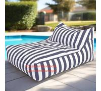 SXBCyan Housse Pouf d'extérieur Imperméable(sans Rembourrage) Outdoor Housse de Pouf Oxford à Rayures, Fauteuils Poire Pouf Chaise pour Enfants Adultes pour Jardin, Plage, Piscine(Gray-Blue)