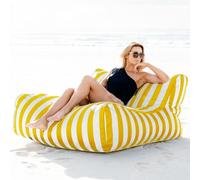 SXBCyan Pouf Flottant for Piscine, sans Remplissage, À Rayures, for Extérieur, Housse De Pouf, Canapé-lit Flottant, Plage, Jardin, Chaise Longue, Salon(Yellow)
