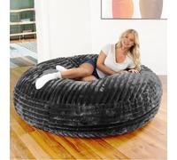 SXBCyan Pouf Géant en Fausse Fourrure De Lapin for Adultes Et Enfants (sans Rembourrage), Housse De Canapé-lit, Pouf ...(Dark Grey,D150xH25cm-cover)