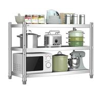 SXBHDM 3 Tiers Stainless Steel Shelving Units for Storage, Heavy Duty Kitchen Storage Shelves, Pantry Shelves, Floor-Standing Corner Shelf(150x45x80cm)