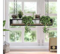 SXBHDM Étagère de Plafond à Grille pour casseroles et poêles, Support de Rangement Suspendu, étagère de Cuisine, Porte-Plateaux, Support à Fleurs, Robuste, en Bois et métal(80x25x15cm)