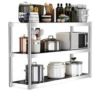 SXBHDM Étagère Murale Flottante en Acier Inoxydable, Support de Rangement Robuste pour Four à Micro-Ondes, pour Le Rangement des casseroles, poêles et ustensiles de Cuisine.(60x35x75cm)