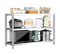 SXBHDM Étagères en Acier Inoxydable, étagères de Rangement réglables à 3 Niveaux, étagères Robustes pour Cuisine, Bureau, Garage, Rangement Commercial, 150 LB par étagère(90x40x80cm)