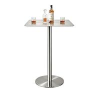 SXBHDM Table de Salle à Manger carrée, Table Haute de Bar en Acier Inoxydable avec Plateau épais et piédestal Mental Robuste, Tables de bistrot d'intérieur et d'extérieur(70x70x75cm)