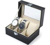SXCCNW Boîte à montres à 3 compartiments avec couvercle en verre, boîte à montres avec coussins amovibles, boîte de rangement pour montres, boîte de rangement de qualité supérieure, pour cadeau pour