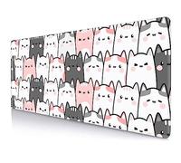 Sxckang Tapis de Bureau Motif Chat Rose, Tapis de Souris de Jeu Étendu XXL, Accessoire Mignon Kawaii Avec Bords Cousus, Sous-Main pour Travail, Jeux, Maison, 80 x 30 cm