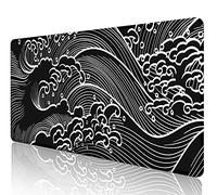 SXCKANG Tapis de souris de jeu japonais noir et blanc, grand tapis de souris extra large, base en caoutchouc antidérapant, pour homme et femme, 80 x 40 cm, océan abstrait SJXC1-KAN8-K0XL19