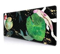 Sxckang Tapis de souris de jeu japonais XL, pour ordinateur portable, base en caoutchouc antidérapant, bords cousus, grand tapis de souris pour bureau complet, 80 x 30 cm - Koi Fish Art