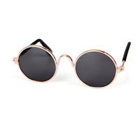 SXDHOCDZ Lunettes de Soleil rétro pour Chien, Rondes en métal, pour Petits Animaux de Compagnie, Jeu de rôle Amusant (Jaune, Violet, Noir)(Black,8 * 7.5 * 3cm)