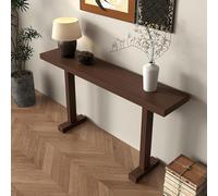 SXDQMX Petite Console D'entrée, Console Meuble Entree, Montage Facile, Finition Bois Veiné Noir, Table D'appoint Ferme à Placer Derrière Un Canapé(Brown,140 cm/55 in)