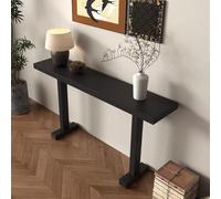 SXDQMX Petite Console D'entrée, Console Meuble Entree, Montage Facile, Finition Bois Veiné Noir, Table D'appoint Ferme à Placer Derrière Un Canapé(Black,120 cm/47 in)