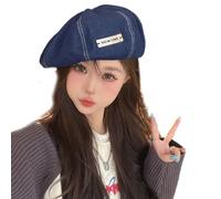 Sxett Bérets faits à la main en forme d'étoile cloutée unisexe pour filles, chapeau de cabbie pour loisirs en plein air, chapeaux vintage pour femmes et hommes, SHOW mark bleu foncé, Taille unique