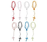 Sxett Collier avec Chapelet de 8 Couleurs qui Brille dans le Noir pour Croix Bijoux, Collier Noctilucent Indispensable pour le Catholicisme, Prier, Vert