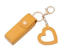 Sxett LipstickKeychain Sac à rouge à lèvres en cuir avec pendentif en forme de cœur pour femme Étui portable pour voyage, Plume en tissu, Sans pierre précieuse