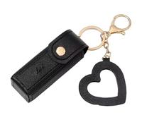 Sxett LipstickKeychain Sac à rouge à lèvres en cuir avec pendentif en forme de cœur pour femme Étui portable pour voyage, Plume en tissu, Sans pierre précieuse