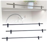 SXEVZOO 3 Pièces de Rails de Sécurité pour Étagères - Tiges Métalliques 8mm, Barrières de Sécurité Décoratives Anti-basculement pour Chambre, Cuisine, Salle de Bains(Black,22"(56cm))