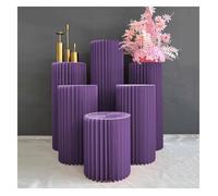SXEVZOO 6 Pièces Pliable Supports Cylindriques pour Fête, Polyvalent Colonne à Gâteaux - Diamètre 30cm, Colonnes de Papier Rond Table pour Mariage Centres de Table(Purple)