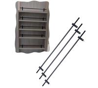 SXEVZOO Ensemble de 3 Barres de Garde-corps en Métal Anti-chute pour Armoire, Ensemble de Poteaux de Clôture Décoratifs pour Étagères - 25cm à 142cm(Black,14"(36cm))