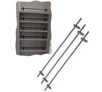 SXEVZOO Ensemble de 3 Barres de Garde-corps en Métal Anti-chute pour Armoire, Ensemble de Poteaux de Clôture Décoratifs pour Étagères - 25cm à 142cm(Grey,16"(41cm))
