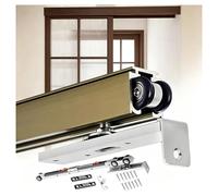 SXEVZOO Kit de Quincaillerie pour Rail de Porte Coulissante de Balcon, Guide Métallique pour Porte de Grange Roulante de 1,2~4,8m, Rail de Porte Escamotable pour Garage(Champagne,1m/3.3ft)